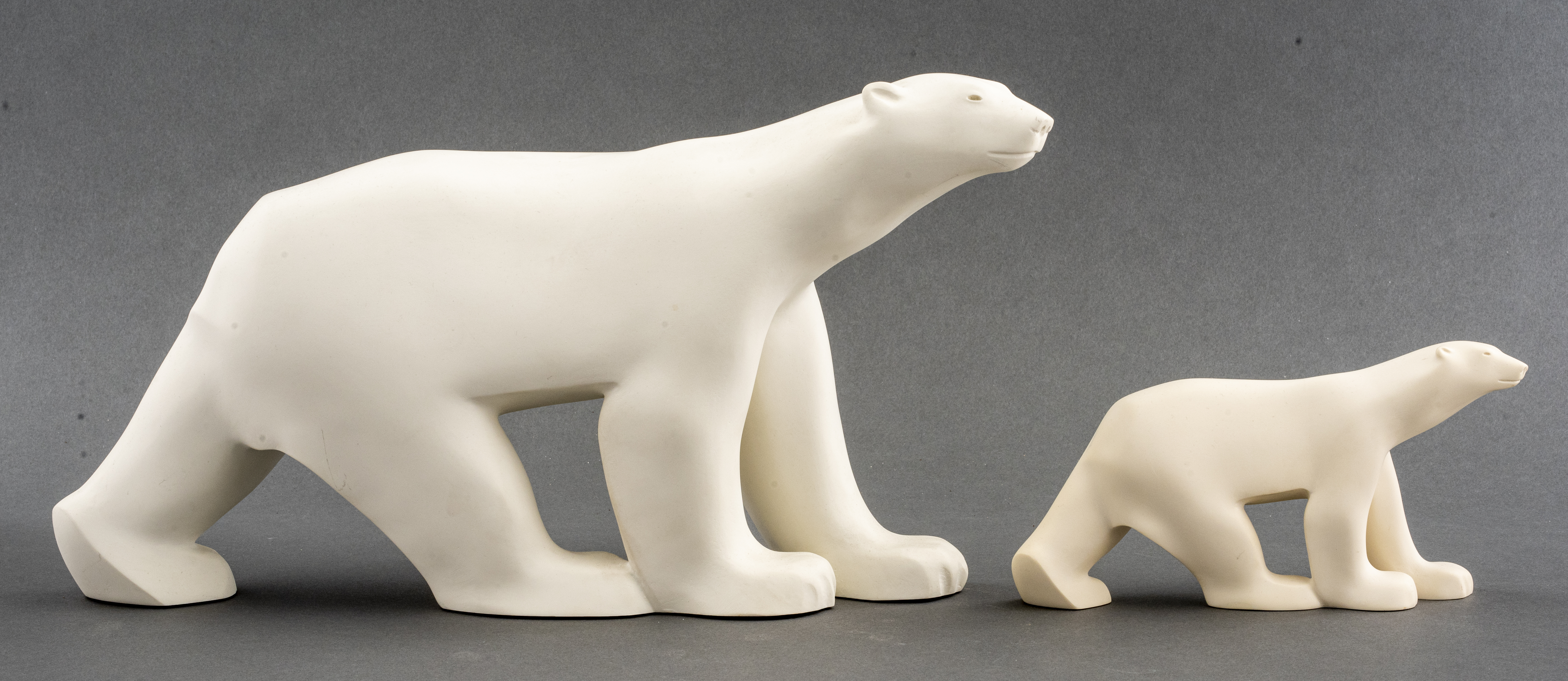 Appraisal: AFTER FRANCOIS POMPON POLAR BEAR SCULPTURES After Francois Pompon French