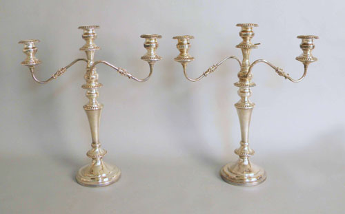 Appraisal: Pair of silver plated candelabra h