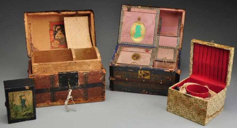 Appraisal: Lot of Antique Trunks Boxes Description Very nice quite desirable