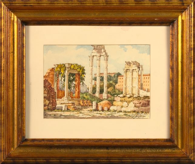 Appraisal: Italian School Mid- th Century Roman Ruins watercolor on paper