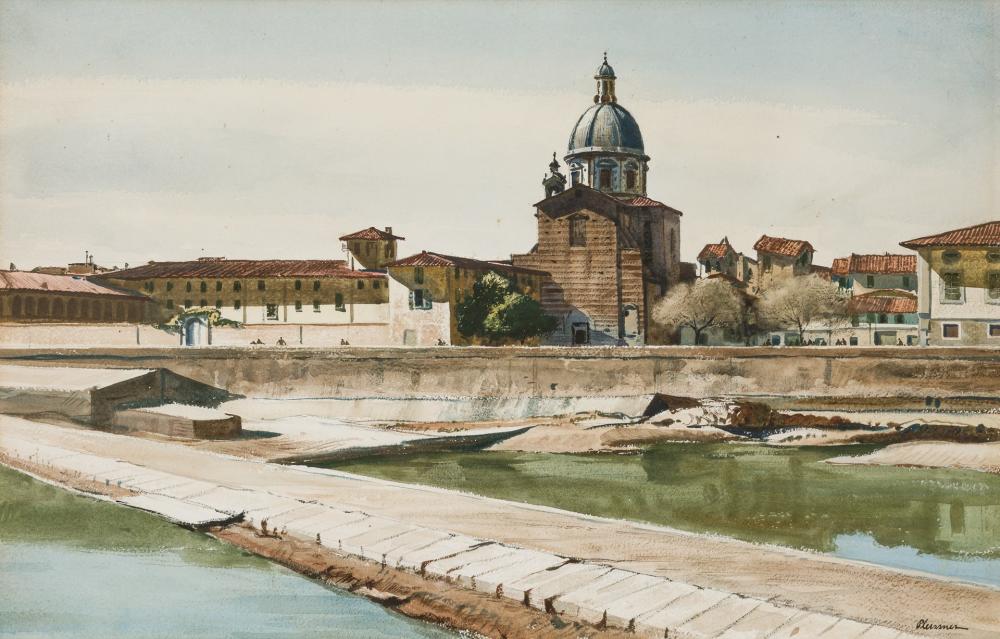 Appraisal: OGDEN MINTON PLEISSNER American - San Frediano Florence watercolor on