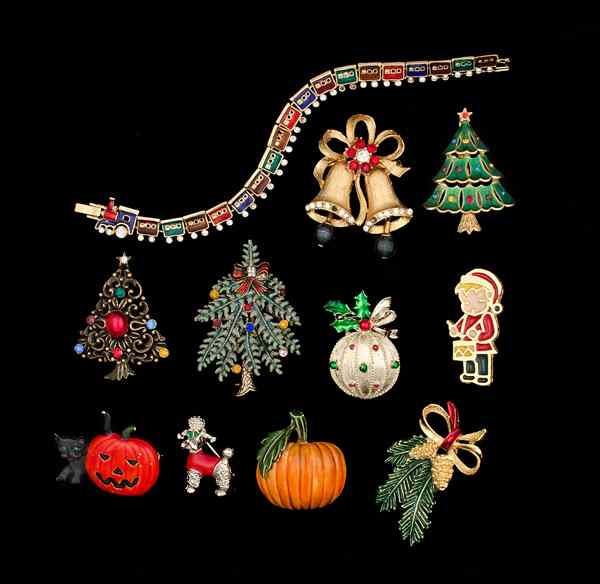 Appraisal: JJ Gerry's Holiday Costume Jewelry Collection Two JJ brooches two