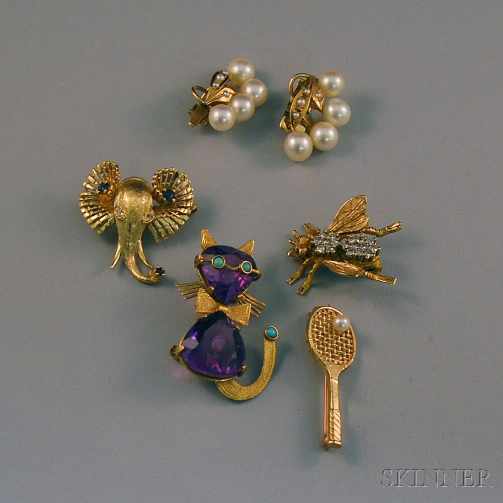 Appraisal: Small Group of Gem-set Jewelry a pair of kt gold