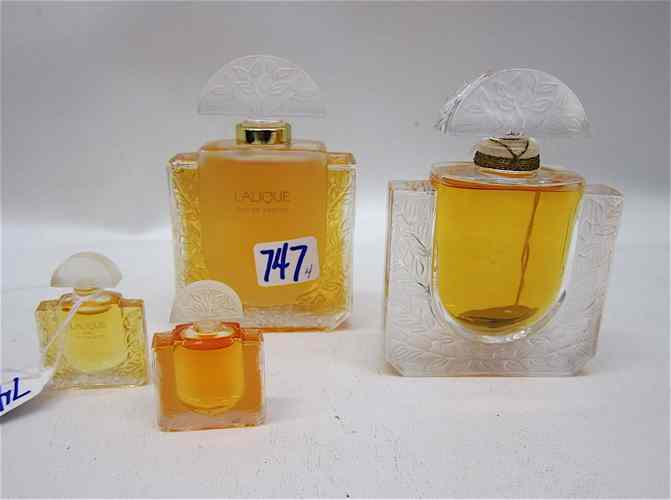 Appraisal: SET OF THREE LALIQUE FLACON COLLECTION PERFUMES ''Chevrefeuille Factice ''