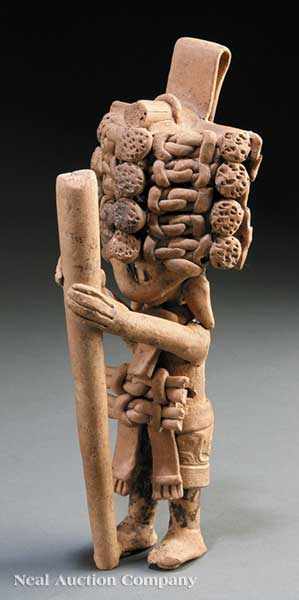 Appraisal: A Pre-Columbian Pottery Figure of a Pole Placer c -