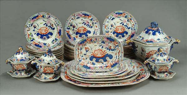 Appraisal: A Mason's Ironstone Imari pattern part dinner service painted with