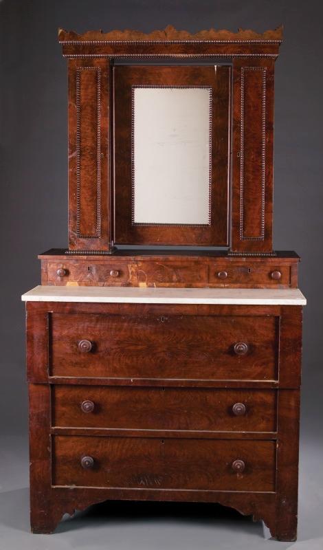 Appraisal: TWO-PIECE LATE CLASSICAL CHEST OF DRAWERS AND MIRROR American nd