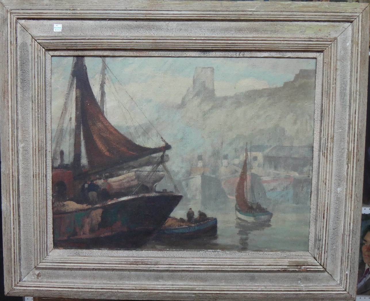 Appraisal: Cyril W Edwards - Fishing boats in harbour oil on