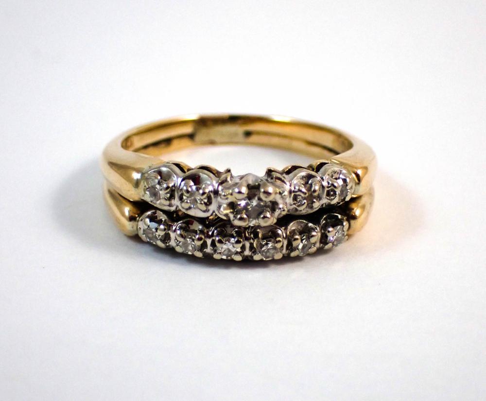 Appraisal: DIAMOND AND FOURTEEN KARAT GOLD WEDDING SET with a k