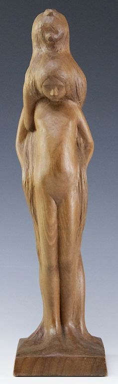 Appraisal: Charles Haag Figural Fused Woman Girl Sculpture Charles Haag -