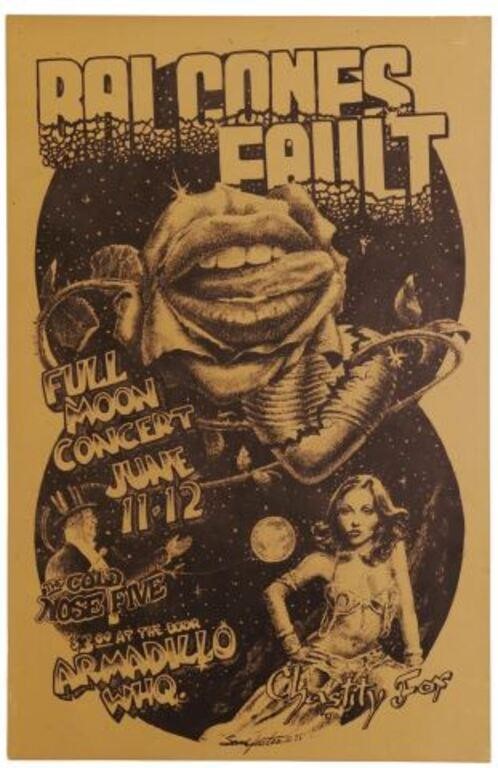 Appraisal: Armadillo World Headquarters Balcones Fault Full Moon concert poster with