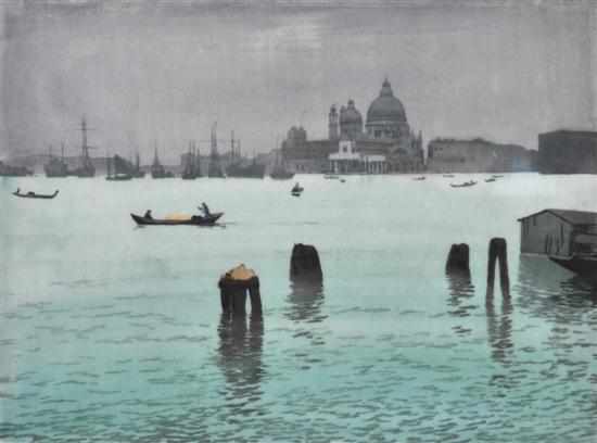 Appraisal: Hans Frank Austrian - Venice coloured woodblock x cm