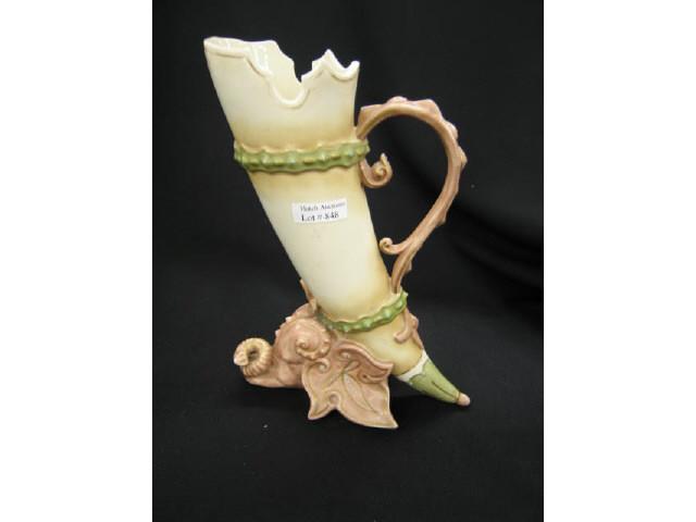 Appraisal: Austria Porcelain Art Nouveau Vase cornucopia style with serpent at