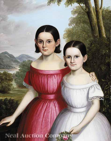 Appraisal: William Carroll Saunders Alabama Mississippi - Portrait of Two Sisters