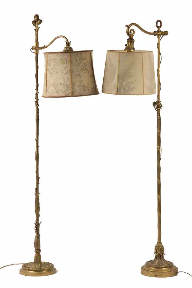 Appraisal: FINE GILT BRONZE FLOOR LAMPS - Two s Vintage Fine