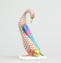 Appraisal: Herend Porcelain Goose with Golden Egg Hand-painted in rust fishnet