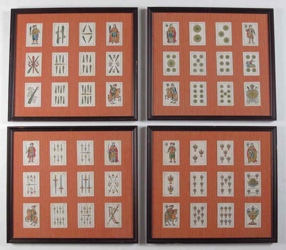 Appraisal: FRAMED PLAYING CARD COLLECTIONS In the Modern Spanish Catalan pattern