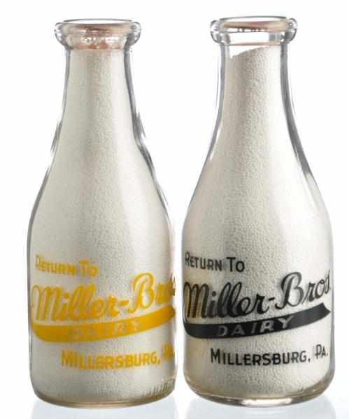 Appraisal: Lot of Miller Bros Dairy Milk Bottles Description Millersburg PA