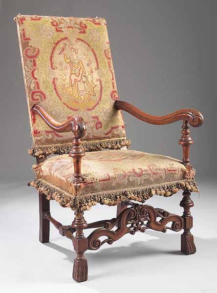 Appraisal: An Italian Baroque-Style Armchair th c the square back with