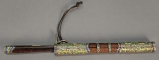 Appraisal: Oriental knife set with enameled silver and hardwood case and