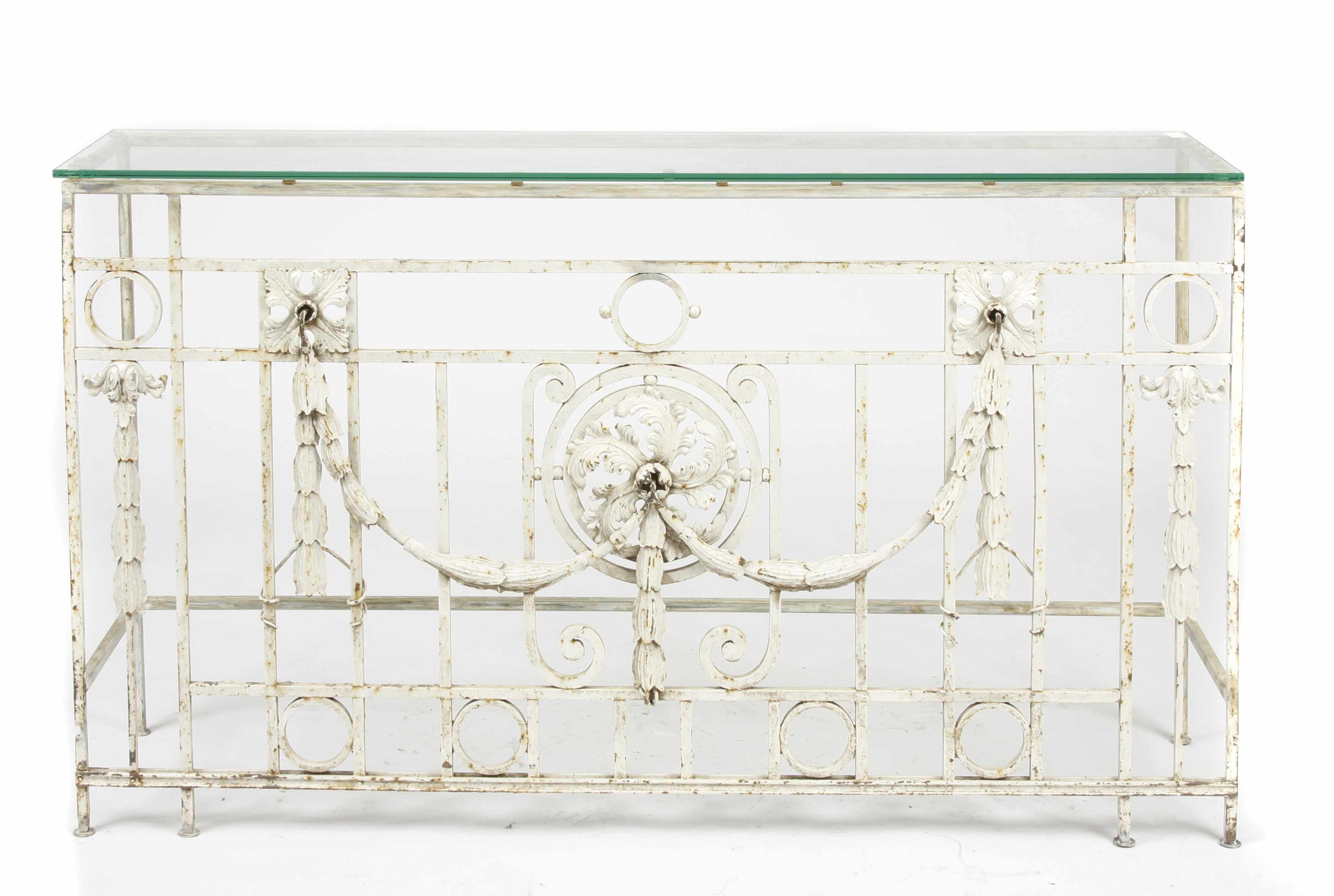 Appraisal: A Neoclassical style cast iron balcony panel now as a