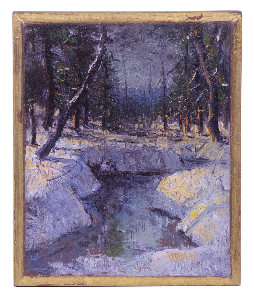 Appraisal: VIVIAN MILNER AKERS MAINE - Winter Woodland Scene with Brook