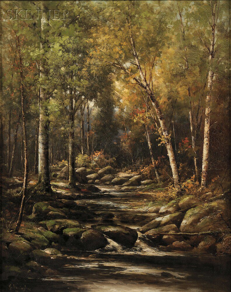 Appraisal: George Harrington American - Wooded Brook Signed Geo Harrington l