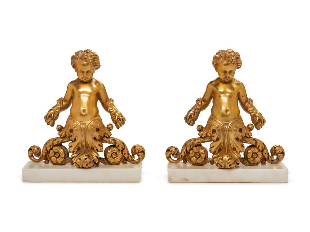 Appraisal: A Pair of Louis XV Gilt Bronze Figural Bookends A