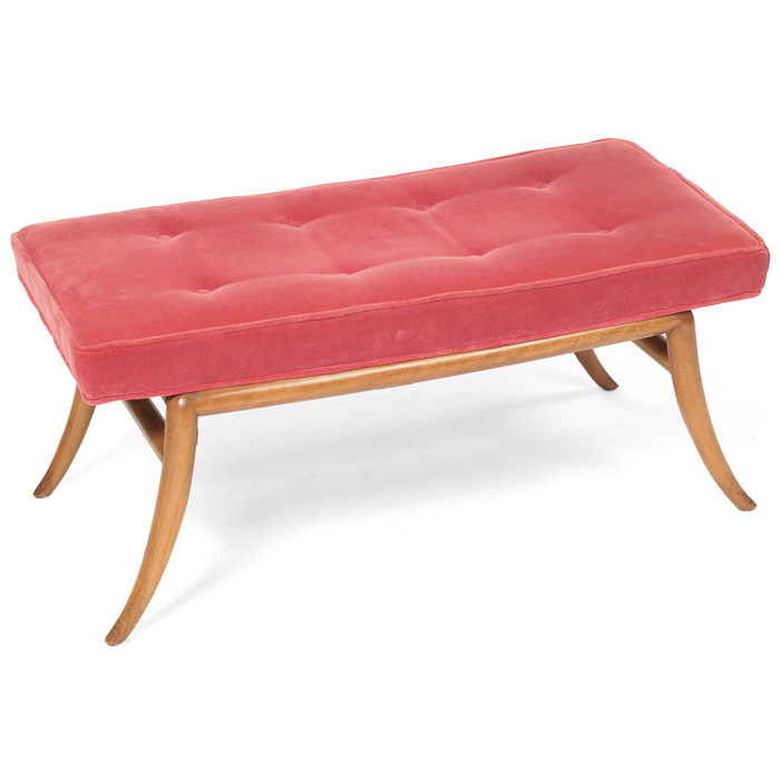 Appraisal: T H Robsjohn-Gibbings bench by Widdicomb upholstered seat with tufted