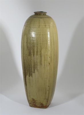 Appraisal: A tall ash-glazed stoneware vase by Richard Batterham slender squared