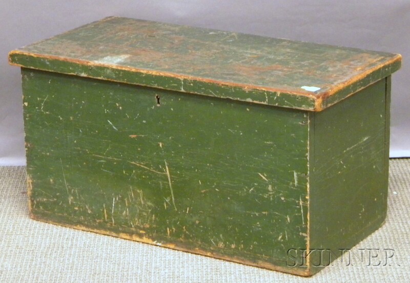 Appraisal: Green-painted Pine Storage Box ht lg wd in