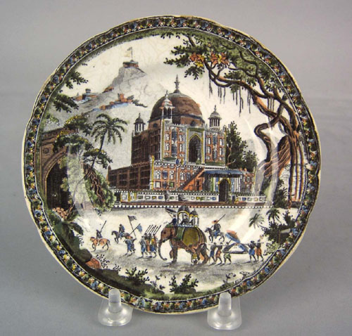 Appraisal: Unusual Salopian cup plate ca with chinoiserie decoration of an