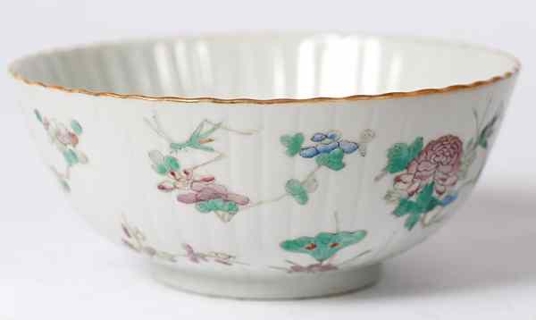 Appraisal: Chinese Porcelain Bowl Chinese porcelain bowl with enameled flowers with