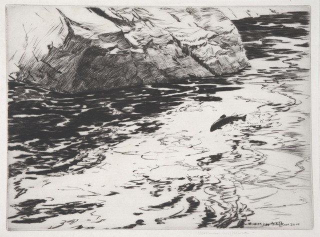 Appraisal: NORMAN WILKINSON - The rock pool River Orchy etching pencil