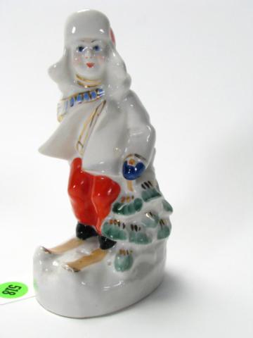 Appraisal: Vintage Russian Porcelain Figurine Boy on Skis circa from Polonye