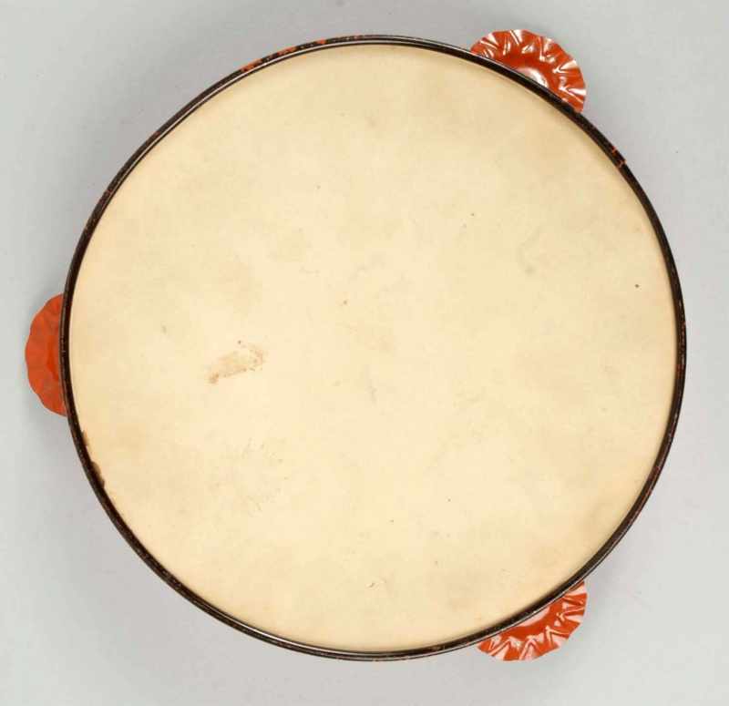 Appraisal: Tin Halloween Tambourine Description Cardboard bottom Rim shows Halloween scenes