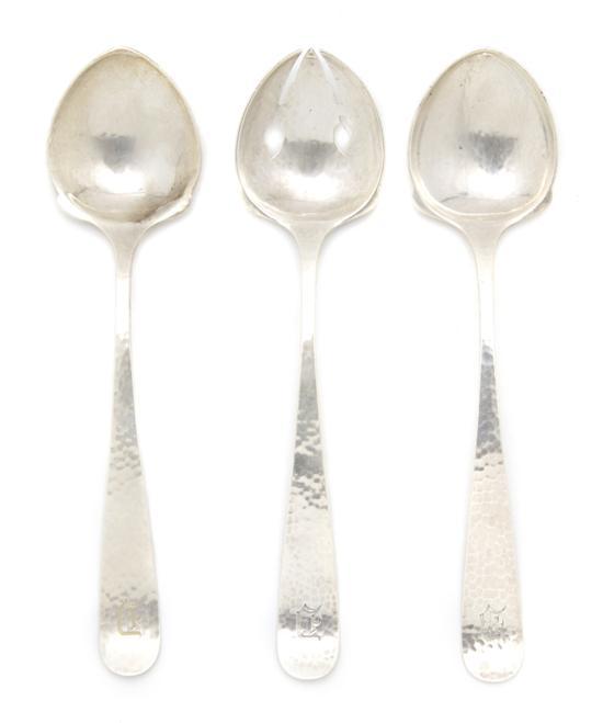 Appraisal: A Three Piece American Hand Wrought Sterling Silver Serving Set