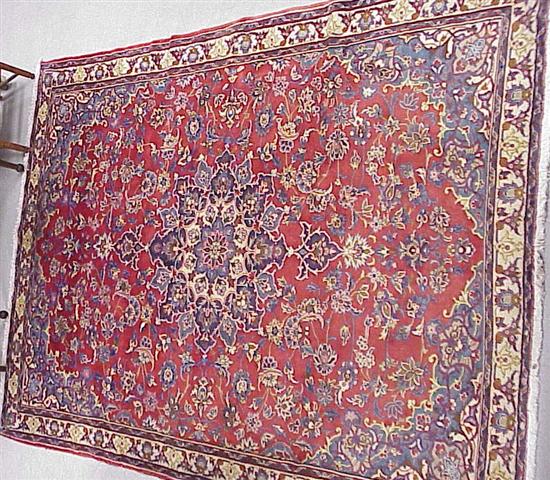 Appraisal: Persian Isphahan ' x ' blue and deep red ground