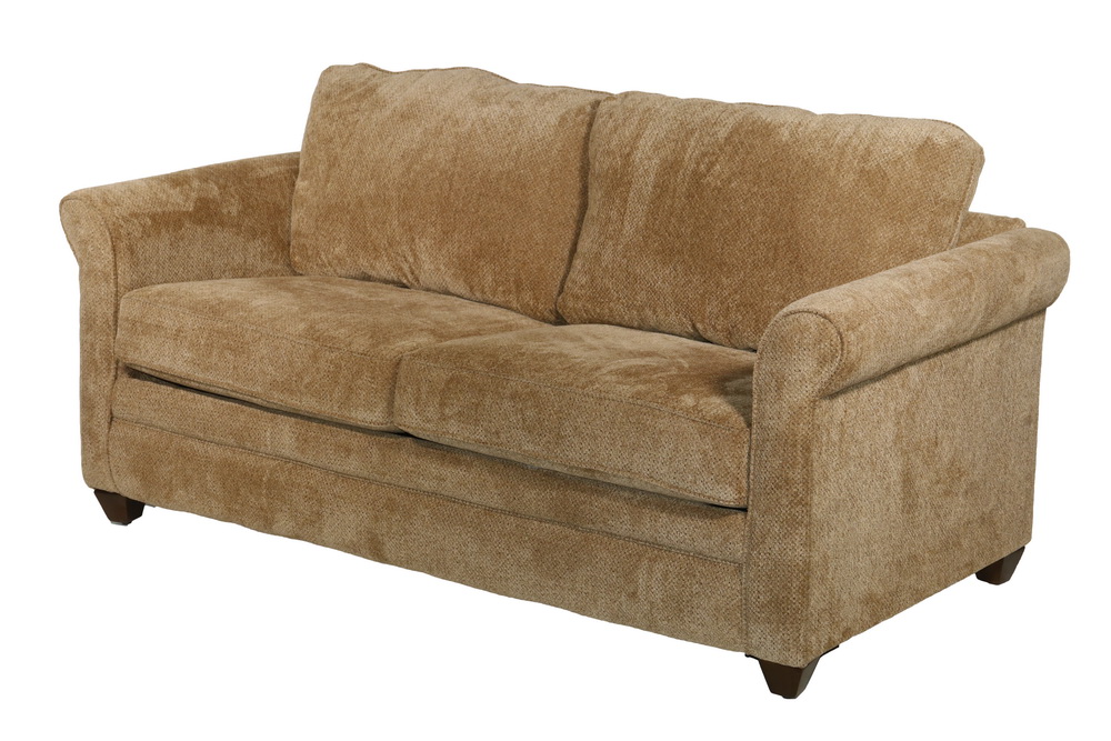 Appraisal: SIMPLE ELEGANCE ' SLEEPER SOFA Tuxedo Sofa in nubby tan