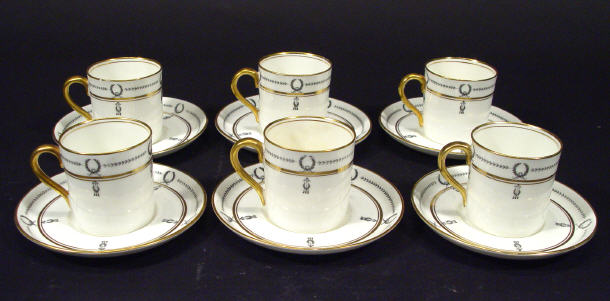 Appraisal: Set of six Art Nouveau Aynsley coffee cans and saucers