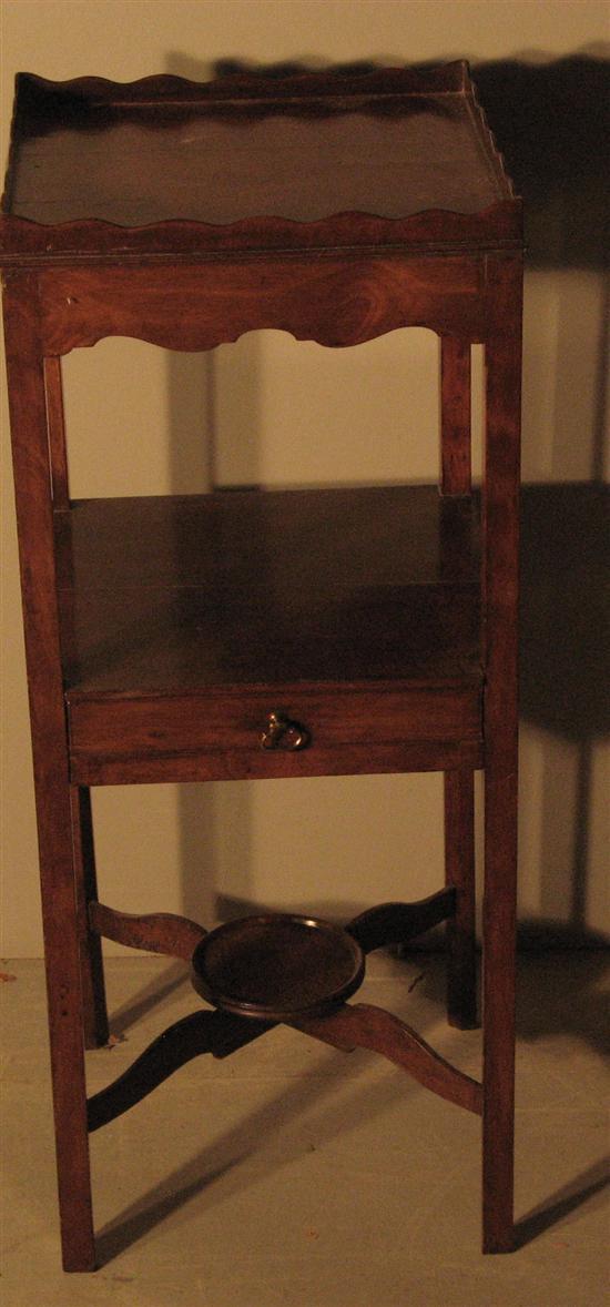 Appraisal: th century mahogany two tier washstand with one drawer on