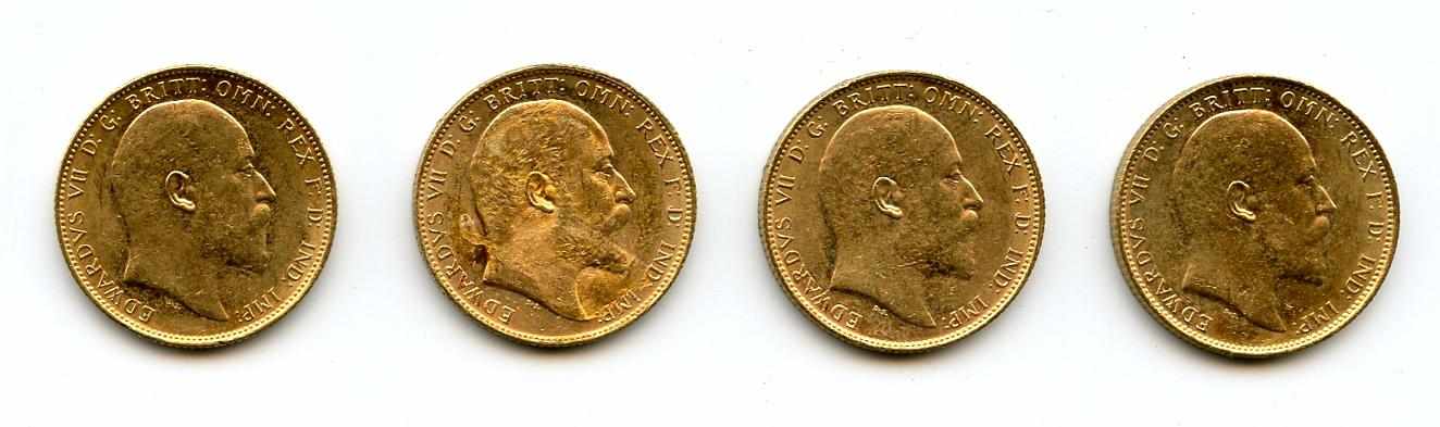 Appraisal: Australia Edward VII Sovereigns -M KM- Some staining is noted