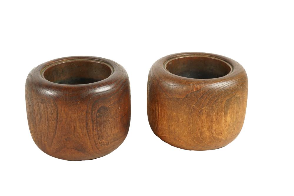 Appraisal: PAIR OF ASIAN WOOD PLANTERSeach with a metal liner inches