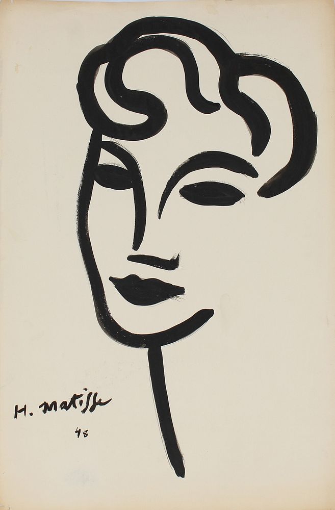 Appraisal: Signed Matisse Ink Portrait of a Woman Signed Matisse Ink