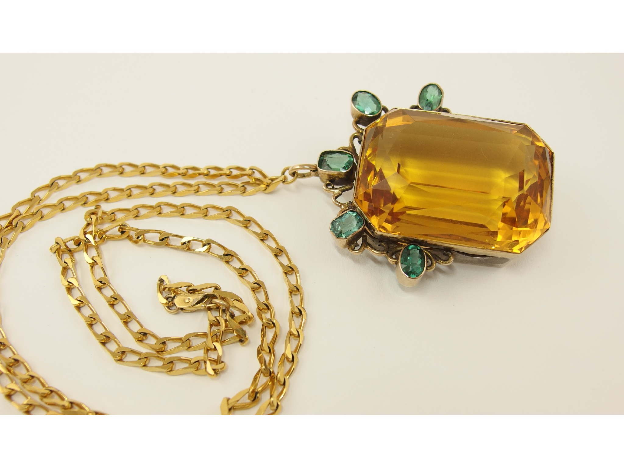 Appraisal: An impressive citrine pendantset in yellow and white metal the