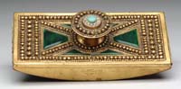 Appraisal: TIFFANY STUDIOS ROCKER BLOTTER In the Byzantine pattern with emerald