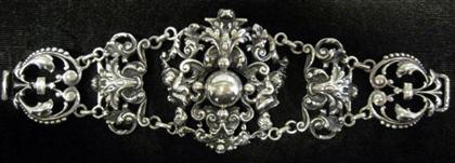 Appraisal: Sterling silver foliate braceletFeaturing five graduated open work high relief