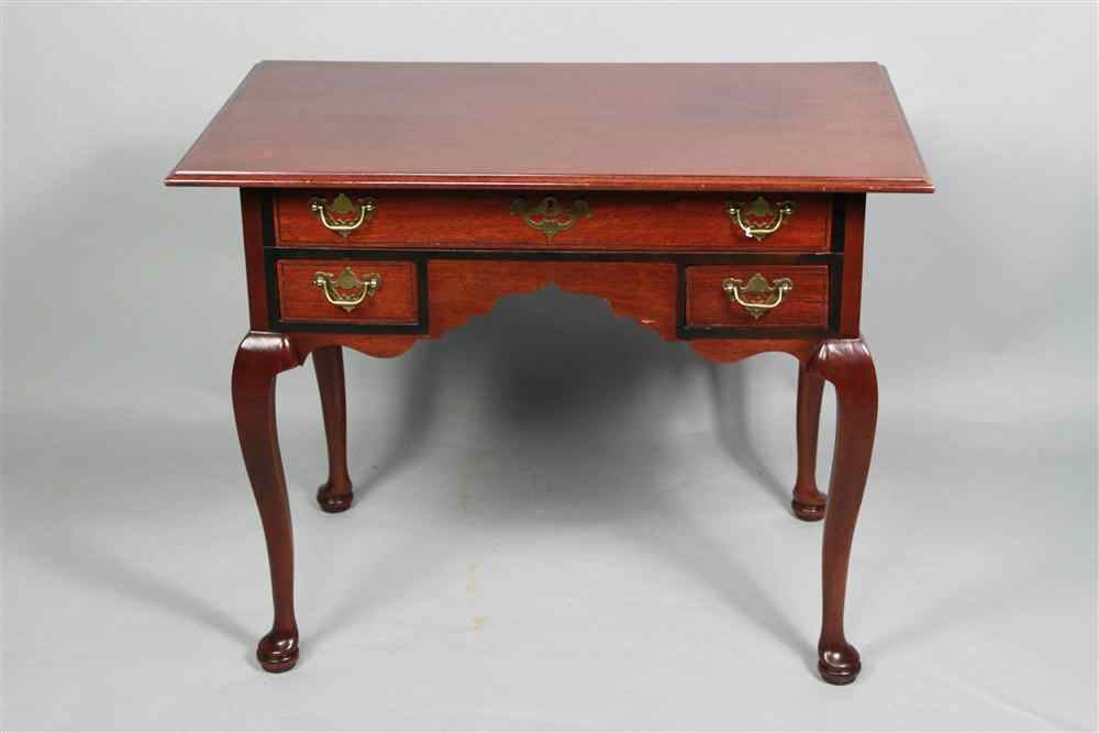 Appraisal: QUEEN ANNE STYLE MAHOGANY LOWBOY the rectangular top above a