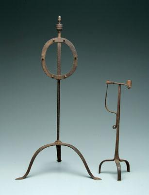 Appraisal: Wrought iron candle stand rack spring loaded candle stand tripod