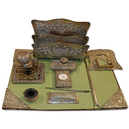 Appraisal: Black Starr Frost Sterling Silver Desk Set Together with an